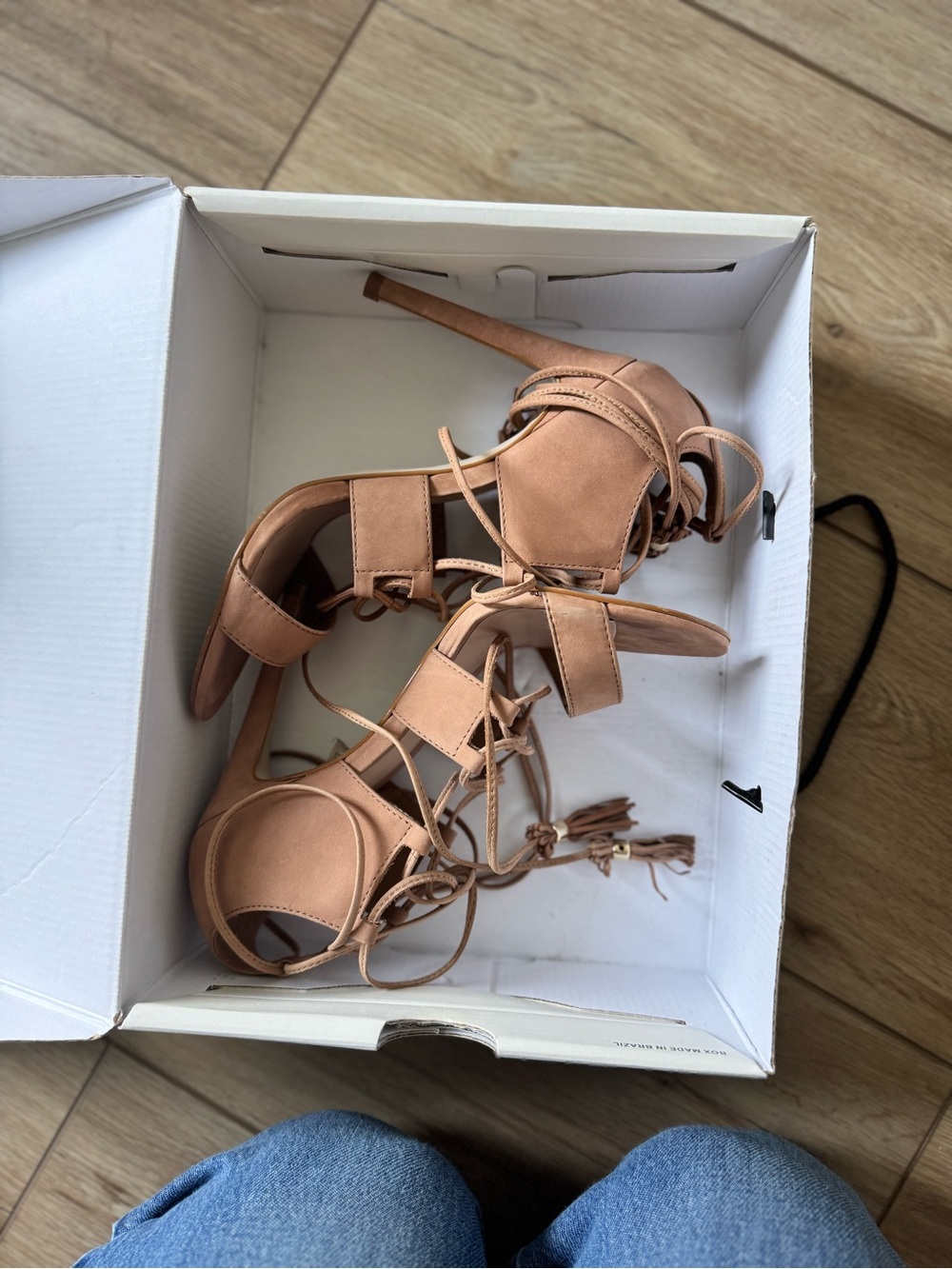 Women's Tan Lace-Up High Heel Sandals